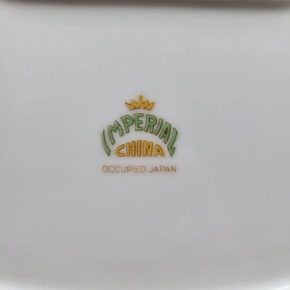 Occupied Japan Imperial China Oval Serving Platter Bird of Paradise Gold Trim - Picture 5 of 6